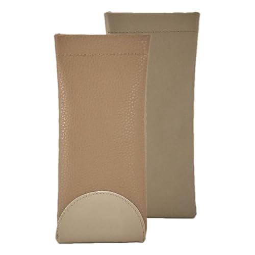 ソフトPUレザー防塵メガネケース - ポータブル自動閉鎖眼鏡収納ポーチ | レザーサングラスバッグ | メガネバッグ | 旅行やキャンプ用のカラフルなユニファッションスペックポケット, アプリコット, Refer to description