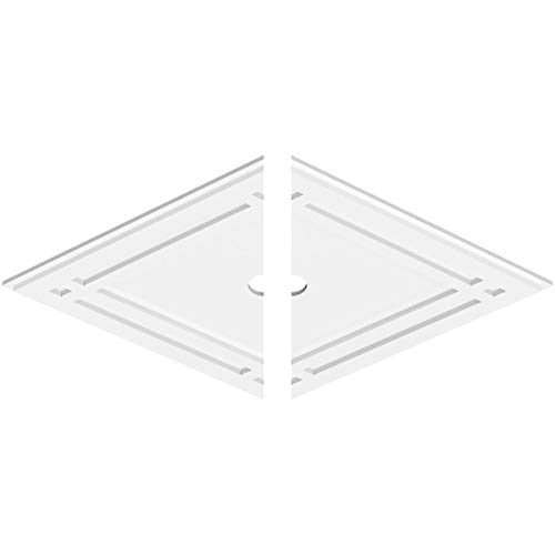 Image of Ekena Millwork CMP34X22DD2-02000 Diamond Architectural Grade PVC Contemporary, Two Piece Urethane Ceiling Medallions 34 inchW x 22 5 /8 inchH x 2 inchID x 12 inchC x 1 inchP