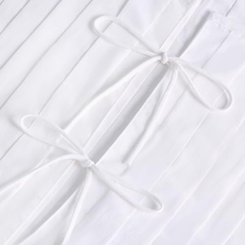 Linen Bow Tie Front Tank Tops Vest Women Coquette Babydoll Peplum Blouses Y2k Sleeveless Pleated Ruffle Tunic Shirt4