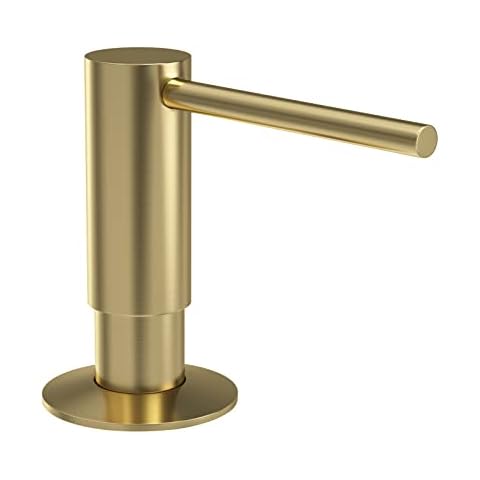 Samodra Sink Soap Dispenser, Metal Pump Head Liquid Lotion Countertop Kitchen Bathroom Soap Dispenser with 17 OZ PET Bottle (Brushed Gold) Cover