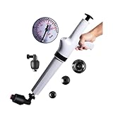 Qcesorib Rohrreiniger Druckluft Wc mit 4 Austauschbaren Köpfen, Pressluft Rohrreiniger mit Luftdruckanzeige, Hochdruck Toilettenkolben, Rohrreiniger Druckluft, für Waschbecken Bodenablauf