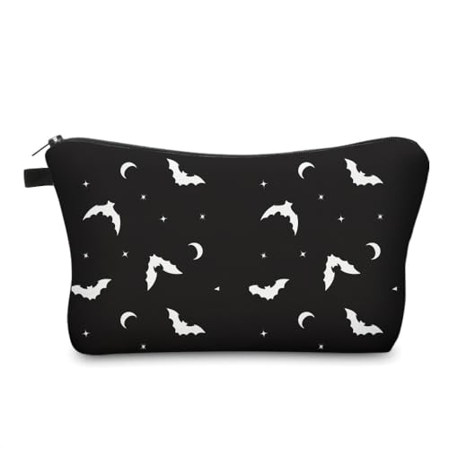Loomifang Small Makeup Bag Cosmetic Bag for Women Pretty Design Organizer Case with Zipper Closure Lightweight and Water-Resistant Make Up Bag - 8.65x 5.35 x 7.08Bat