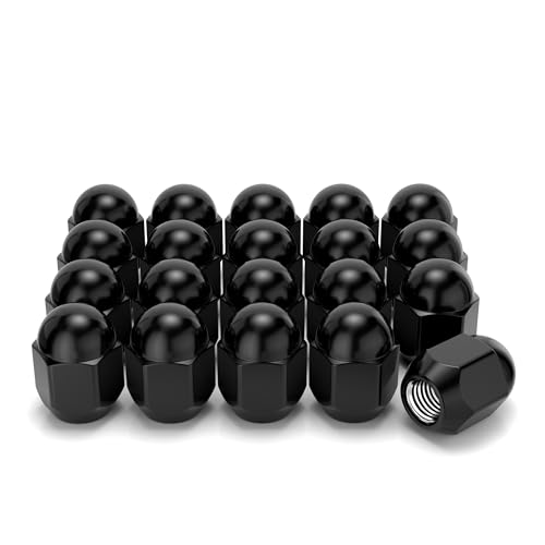 Image of White Knight M12x1.25 Lug Nuts for Select Nissan Frontier, Rogue, Cube, Juke, Leaf, Murano, Quest, Versa and Many More.. Factory Style (Black Chrome) Dome Top Acorn - WN11406BK-20AM (20 Pack)