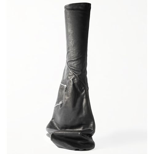 Women's Cargo Flares Sneak Boots Zip-Embellished Sneakers Slouch Folding Over The Knee Boot Black Stretch Tights Thigh Boots3