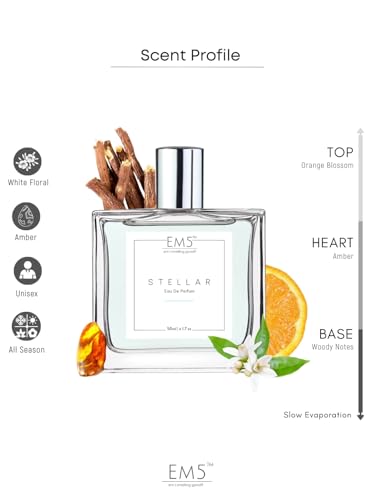 EM5 Stellar Unisex Perfume | Amber Citrus White Floral Fragrance | Eau de Parfum Spray for Men & Women | Luxury Gift for Him/Her