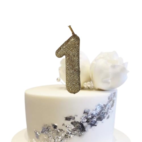 Image of Wanna Party Number 1 Glitter Gold Candle for 1st Birthday Decoration Items /Cake Toppers /Cake Decorations
