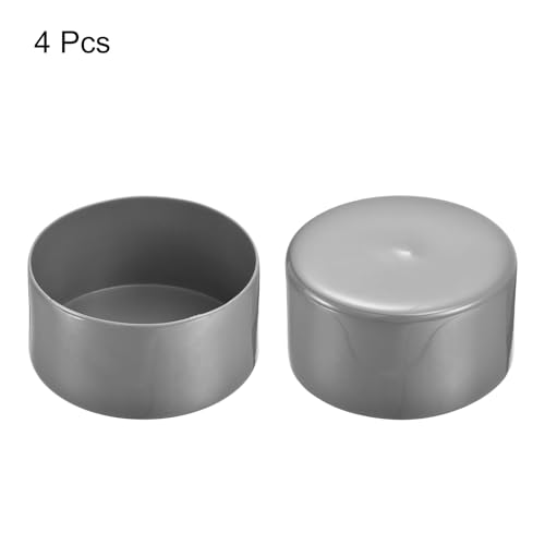 Image of uxcell 4pcs Rubber End Caps 90mm(3 9 /16 inch) ID Vinyl Round End Cap Cover Screw Thread Protectors Dark Grey, 50mm Height