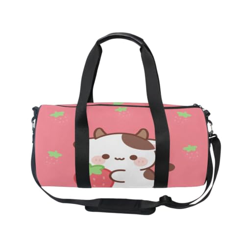 Bolsa de gimnasio ligera unisex con bolsillo interior y estampado tierno de vaca 2