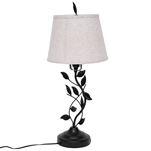 Lámpara de mesa retro con puertos USB y base negra