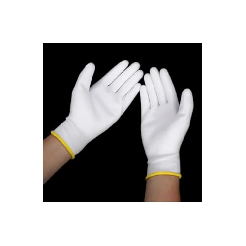 Image of Multipurpose Nylon Anti Cut PU Nitrile Coating Work Safety Gloves, Hand & Fingers, Gardening, Mechanical, Construction, Agriculture & Automotive - Durable & Comfortable (WHITENYLON-5PAIR)