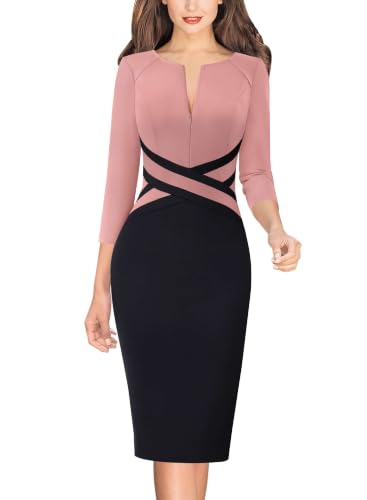 Image of VFSHOW Womens Front Zipper Work Office Business Casual Church Sheath Dress