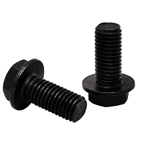 Image of Black Carbon Steel Hex Flange Bolts Left Hand Thread,Bottom Bracket Flanged Axle Bolt,Crank Bolts,M7 Thread,Length 15mm (20 Pcs)