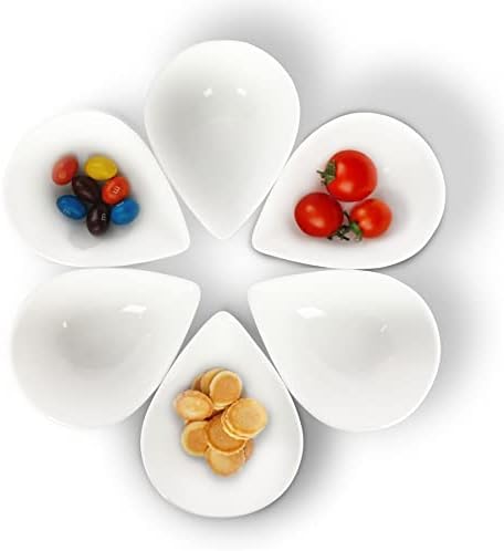 Keponbee Ceramic Dip/Dipping Bowls Set Small White Porcelain Soy Sauce Dish/Bowls Set of 6 - Good for Dessert, Cereal,Ketchup, Soy Sauce, BBQ and Other Party Dinner, 5oz/pc