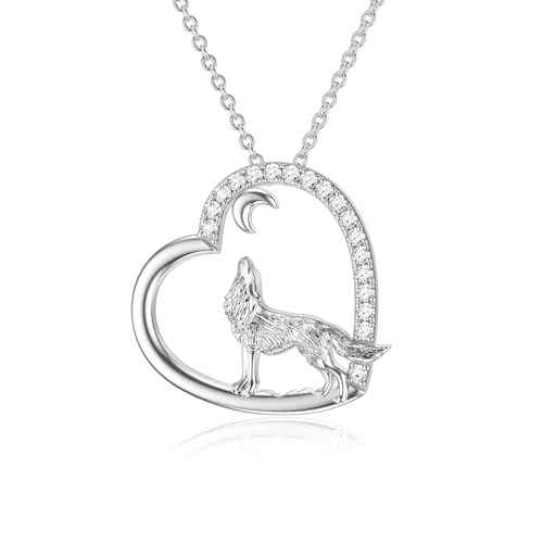 ROMANTICWORK collier de loup en argent Sterling coeur pendentif collier loups bijoux anniversaire cadeaux de noël pour femmes filles