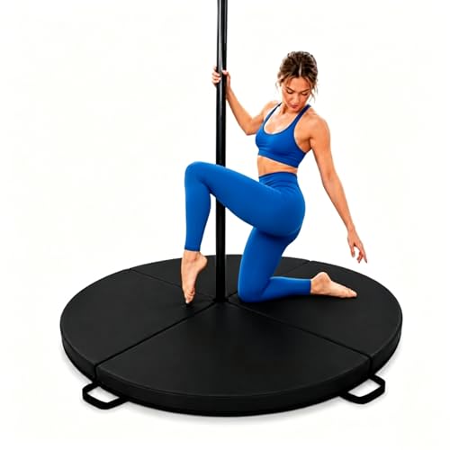 PYY Dance Pole Crash Mat - 5 Ft Foldable Pole Crash Pad with 2 Thicken EPE Foam Portable Dance Pole Cushion with Easy-Clean Cover & Sponge Brushes for Home Fitness Yoga Pole Dance Training