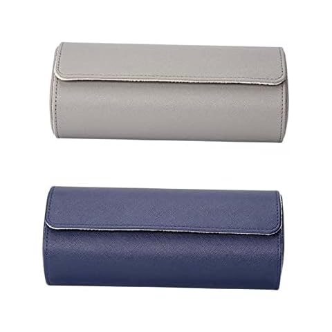 Qianly 2 Pieces PU Leather Watch Box Display Case Pouch Show Tray for Men Women Cover