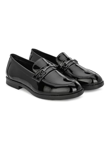 Image of STANPHORD Men Formal Buckle Accent Loafers | Patent Slip-On | Memory Foam Insole | Office Business Wedding Casual WearTan (TPSL F1)