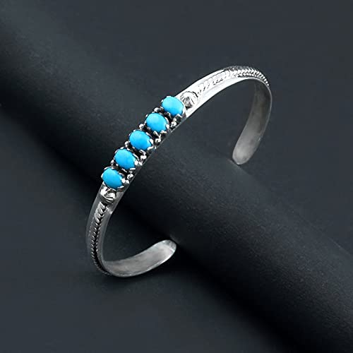 Turquoise Cuff Bracelet, 925 Solid Sterling Silver Bracelet, Sleeping Beauty Natural Turquoise Stone, Cuff Bracelets For Women, Handmade Bracelet, Gift, Christmas Gift, Gift For Wife #TOP3