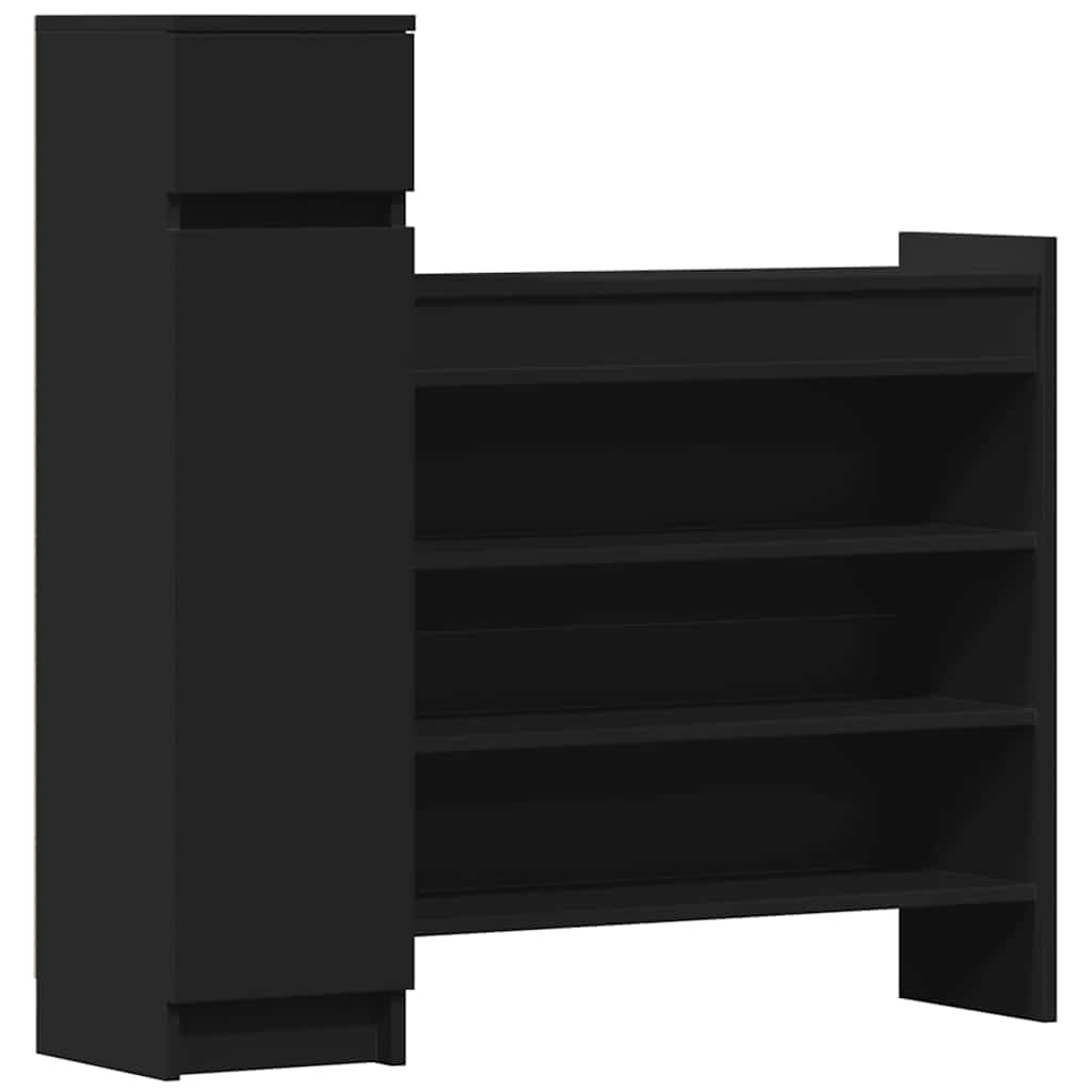 vidaXL Szafka na buty, czarna, 100,5x28x100cm, materiał drewnopochodny