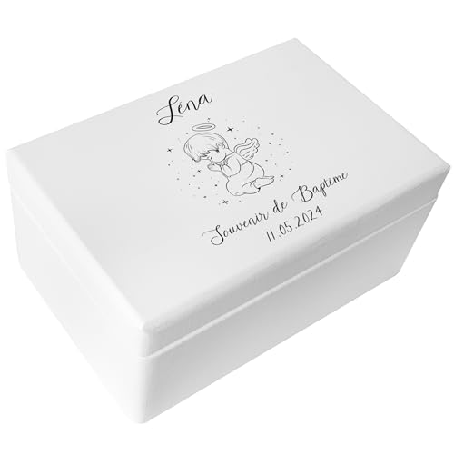 Creative Deco Blanc Boite Cadeau Personnalisé Bapteme pour Garçon et Fille | Boîte à Souvenirs...