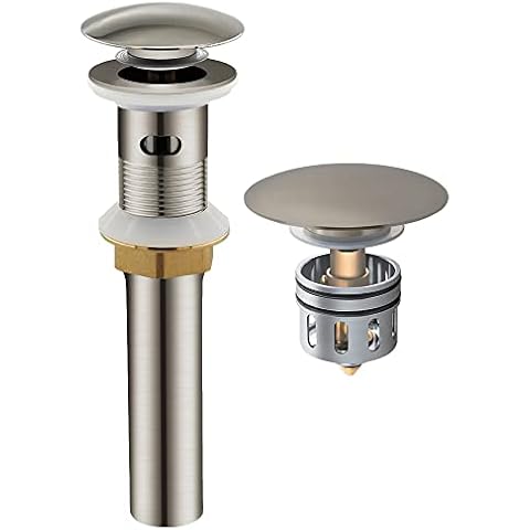 Yodel Faucet Bathroom Sink Drain with Overflow - 1 1/2" Drain Opening - Pop Up Vessel Vanity Drain with Anti-Clogging Hair Catcher Basket,Brushed Nickel,Y1383Y-BN Cover