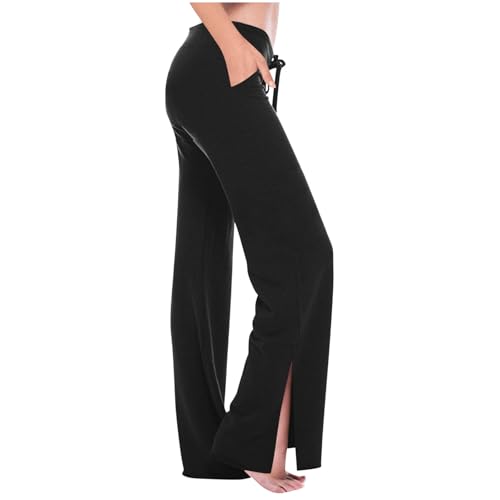 Amazon.com: Wide Leg Side Slit Pants Woman High Waist Yoga Pants