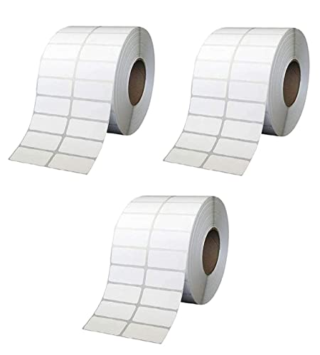 Image of True-Ally 50x38 Direct Thermal Barcode Label Sticker - 2 x 1.5 inch - 50mm x 38mm - 2 Ups - 2000 Labels Per Roll - White Self Adhesive Sticker for Printing Barcoding (3 Roll Per Pack (6000 Labels))