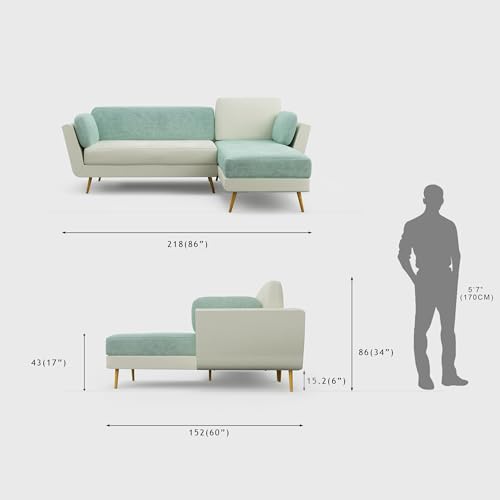 Image of Nuvola Air Latex Fabric Sofa | L Shaped Sofa | Modern Buttonless Tufted & Anti-Sag Comfort (Powder Blue & White, 4)