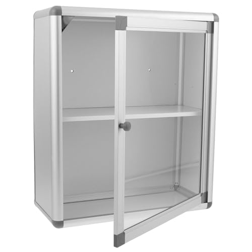 KALLORY Wall Mounted Medicine Box Transparent Window Emergency Aid Cabinet For Banks Offices Bathrooms Hanging Storage Box with Lost Found Compartment Easy Install Quick Access Medium No