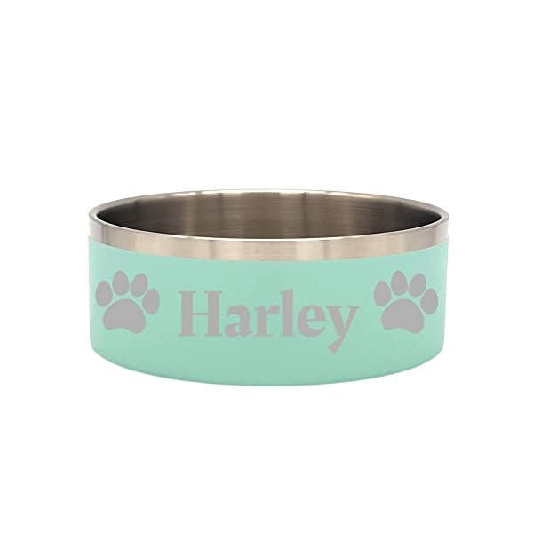 Premium Laser Engraved Personalized, Stainless Steel Dog Bowl, Double Wall Bowl for Dogs, Cats and Other Pets (64oz, Seafoam) Premium Laser Engraved Personalized, Stainless Steel Dog Bowl, Double Wall Bowl for Dogs, Cats and Other Pets (64oz, Seafoam)
