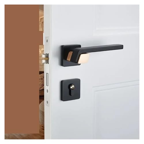 Manija de puerta interior negra con llave de aluminio para dormitorio 3