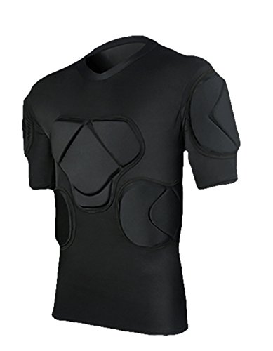 Jellybro Men's Padded Football Protective Gear Set Short Sleeve Training Suit for Soccer Basketball Paintball Rib Protector Black