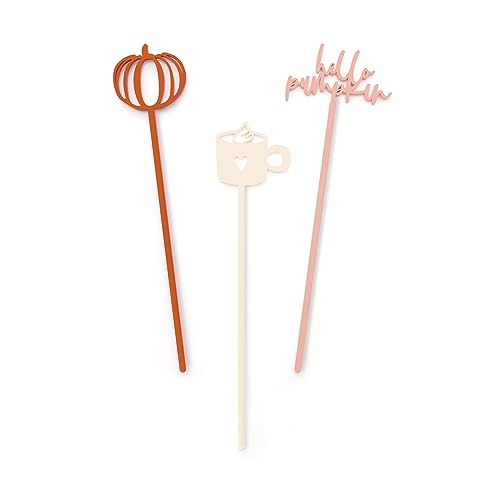 The Cotton & Canvas Co. Hello Pumpkin Fall Collection Drink Stirrers, Cocktail Sticks, Stir Sticks, Thankgiving Party Décor, Friendsgiving, Set of 12