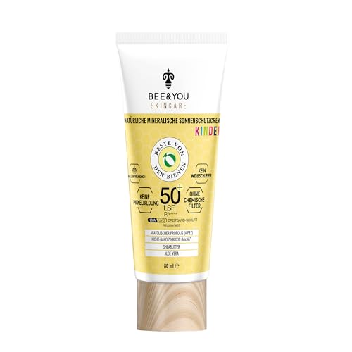 BEE&YOU Kinder&Baby natürliche Sonnencreme 50 SPF, natürlichste Sonnenschutz Formel, mineralische Zinkoxid, Sheabutter, Aloe Vera, für Pflege, mineralische Sonnen&Gesichtscreme, Schutz vor UV Strahlen
