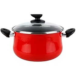 Cacerola Magefesa 24 Cm MAGEFESA MG037 Praga Olla, Acero esmaltado vitrificado, Inducción y lavavajillas, Rojo, 24 cm