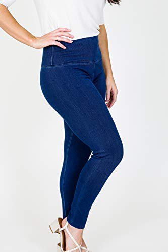 INTRO. Tummy Control High Waist Pull-On Cotton Poly Spandex Legging Denim3