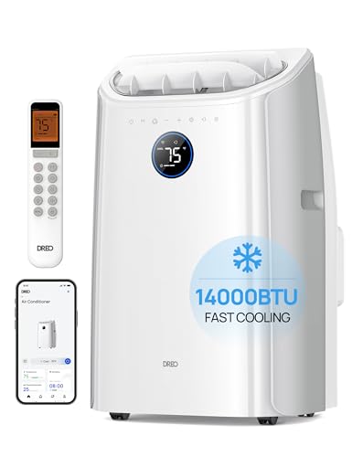 Dreo Portable Air Conditioners, 14000 BTU ASHRAE (10,000 BTU DOE) Smart AC Unit for Room with Drainage-free Cooling, APP/Voice/Remote, Fan & Dehumidifier, Quiet Standing AC for Bedroom, AC516S New