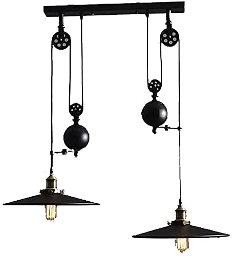 Suspension bar et salle à manger lustre rétro industriel réglable à deux cônes noirs