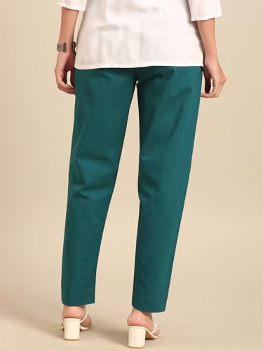 Image of TWIN BIRDS Women Cotton Straight Fit Pants | Ethnic Casual Daily Trousers