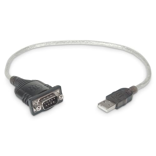 Image of Manhattan USB to Serial Converter Connects One Serial Device to A USB Port (205146) | USB-A to DB9 RS232 serial adapter with 18-inch cable, Prolific PL-2303 chip, up to 115 kbps, plug and play
