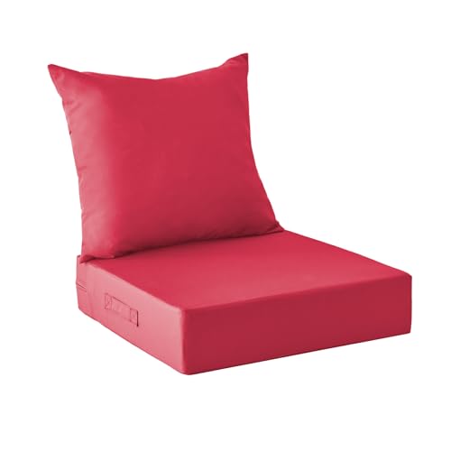 Image of IPYNBAP Outdoor Cushions for Patio Furniture,Outdoor Seat Cushion Set 24 x 24 x 5.75 Inch,Waterproof & Fade Resistant Outdoor Chair Cushions,Deep Patio Chair Cushion with Removable Cover,Burgundy