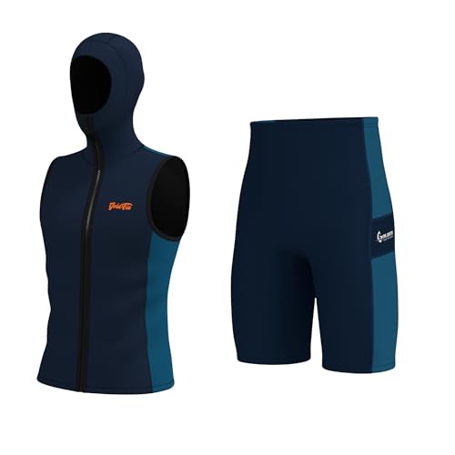 GoldFin Chaleco con Capucha para Hombre y Short de Traje de Neopreno 2mm, Azul XL miniatura 1