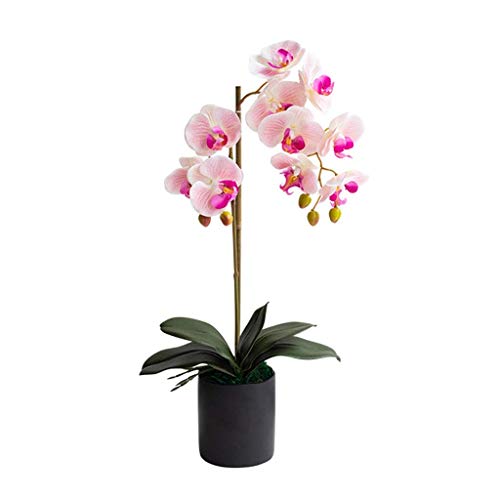 Juego de Flores Artificiales, orquídea Artificial en jarrón, Flores Artificiales con Maceta, Flor Falsa Phalaenopsis Individual