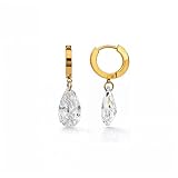 Pendientes de aro con forma de lágrima de cristal para mujer, pendientes de aro de plata de ley 925, delicados aretes de aro de circonita cúbica, hipoalergénicos, pequeños, minimalistas, regalo para