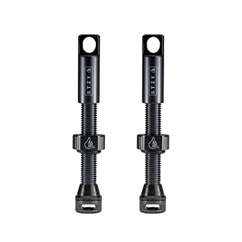 STZY Max Flow Tubeless Presta Valves Available in 14 Colours 44mm and 60mm (Black, 44mm)