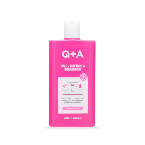 Q+A Curl Defining Shampoo (250ml), Curly Hair Shampoo, Anti-Frizz, Moisturising Shampoo for Wavy, Curly and Coily Hair, Coconut Oil and Shea Butter Esters
