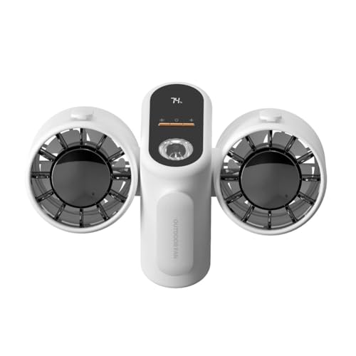 Eioeeklop Ventilador Turbo Jet, Ventilador de Doble Cabezal Montado en la Cintura, Banco de Energía con Luz para Acampar Al Aire Libre, Viajar, Trabajar,