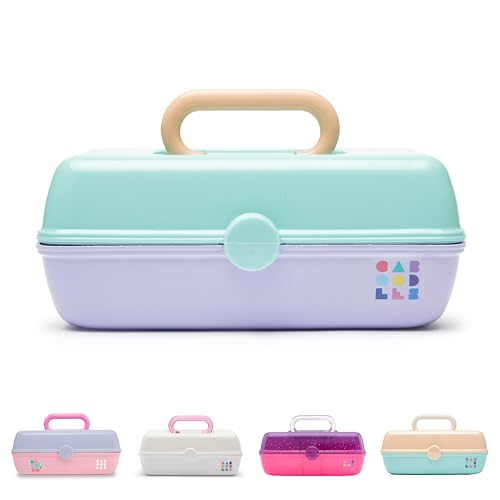 Caboodles Pretty in Petite Makeup Box, Two-Tone Seafoam on Lavender, Hard Plastic Organizer Box, 2...