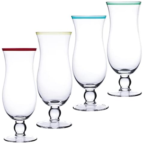 Chefcaptain Hurricane Cocktail Color Glasses, Pina Colada Hand Blown Ultra Crystal Clear XL 20 Ounces Pack Of 4 (Hurricane XL 20 OZ) Cover