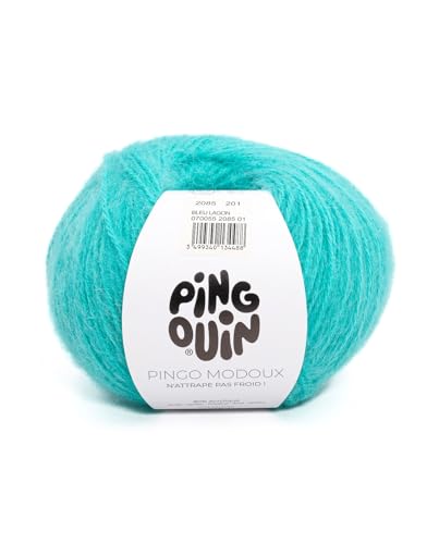 Pingouin - Pelote de Laine Pingo Modoux - Mohair - Laine à Tricoter - 10% LAINE,10% MOHAIR,80% ACRYLIQUE - Aiguille n°4.5 - Couleur BLEU LAGON
